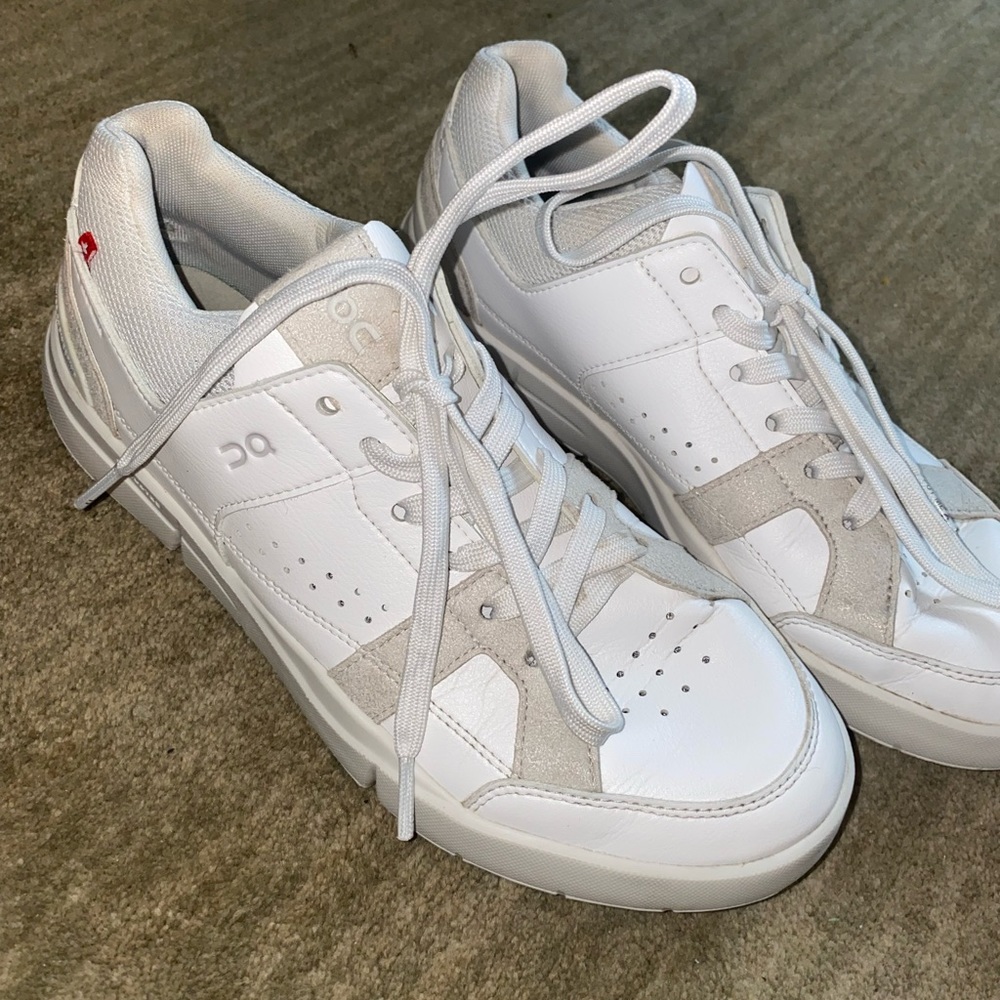 On Running White and Light Gray Women's Sneakers